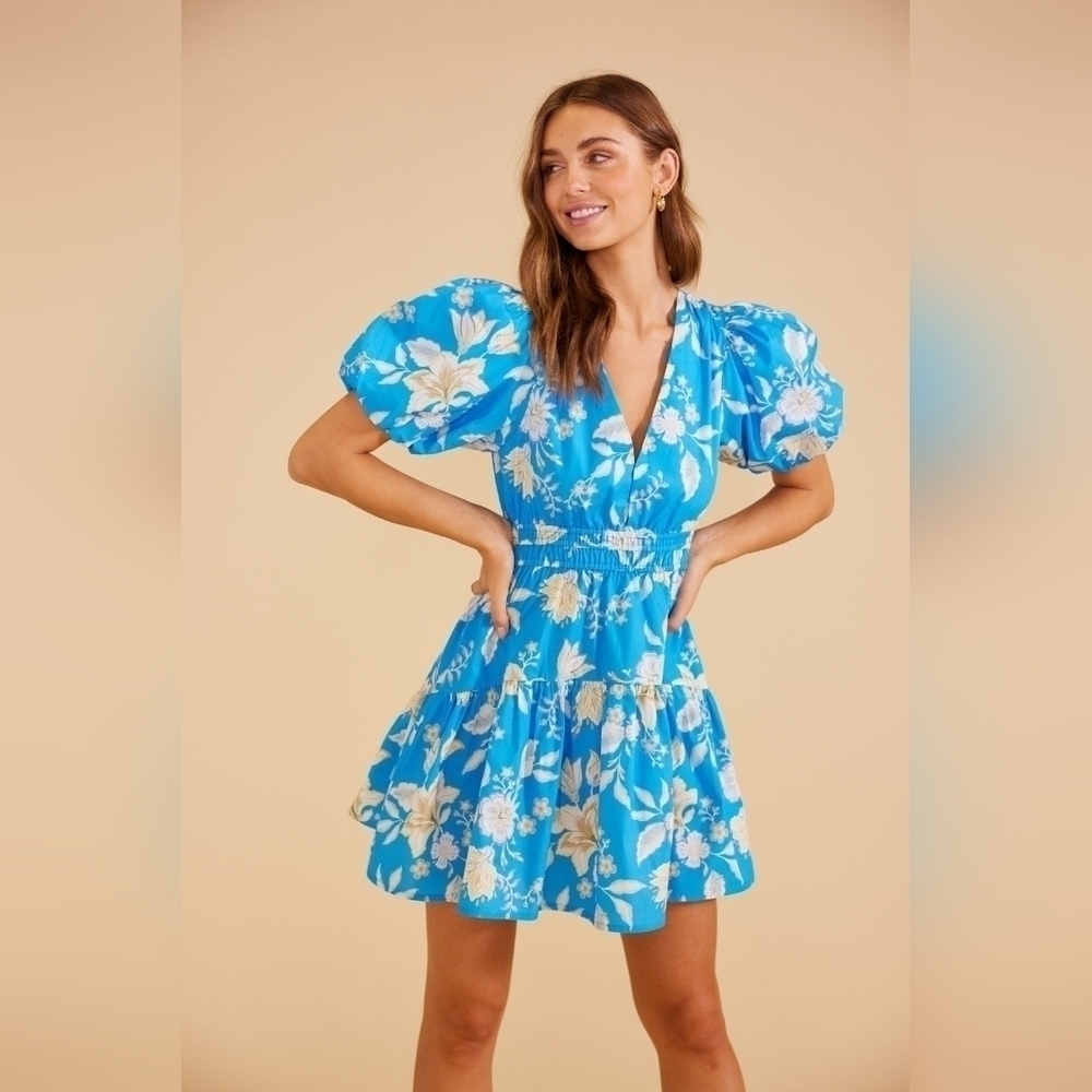 NWT MINKPINK Zinnia Mini Dress in Blue Multi - Picture 6 of 17